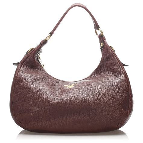 prada brown leather hobo bag